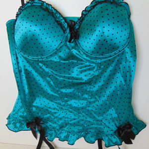 Hot Topic Bustier Corset Top Size 36C Teal & Black